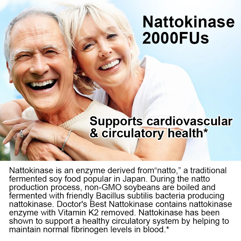 Naturally Organic Nattokinase Capsules-Serine Peptidase, Super Strong Absorption Gluten Free, Non-GMO