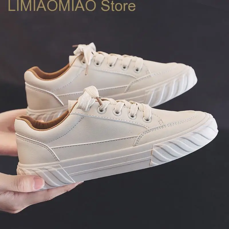 New Woman Basic Footwear Ladies White Simple Flat Shoes Spring and Autumn Casual Shoes Daily Lace-up Solid Shoes