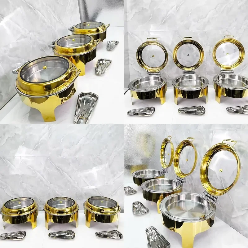New Arrival Chafing Dish Buffet Set Warmer Server Food Warmer Gold and Silver Chafer Dish Buffet Chaffing Dishes