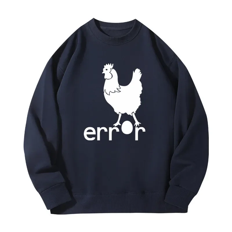 Funny Rooster Hen Lay Eggs Error Printed Sweatshirts For Men Women Pullover Long Sleeve Round Neck Sportswear Streetwear