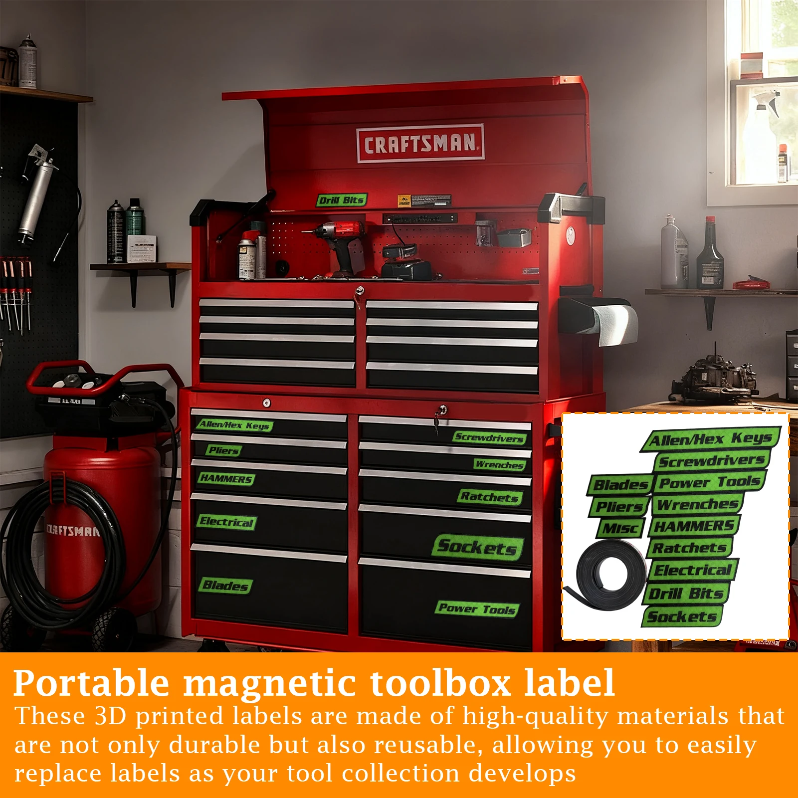 Magnetische gereedschapsset Herbruikbare draagbare magnetische tag voor gereedschapsorganisatie Praktisch label Onderscheiden Reparatiegereedschap Categorie