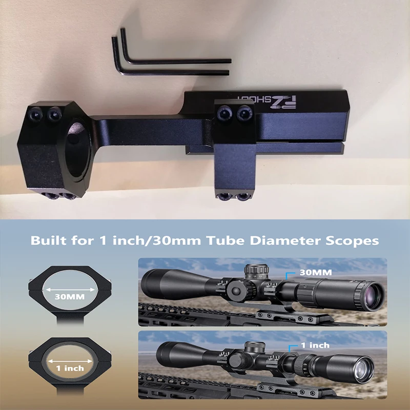 

EZshoot Scope Offset Cantilever Mount 1 inch / 30mm Tube Optics Riflescope Dual Rings Mounting Kit for 20mm Picatinny Rail
