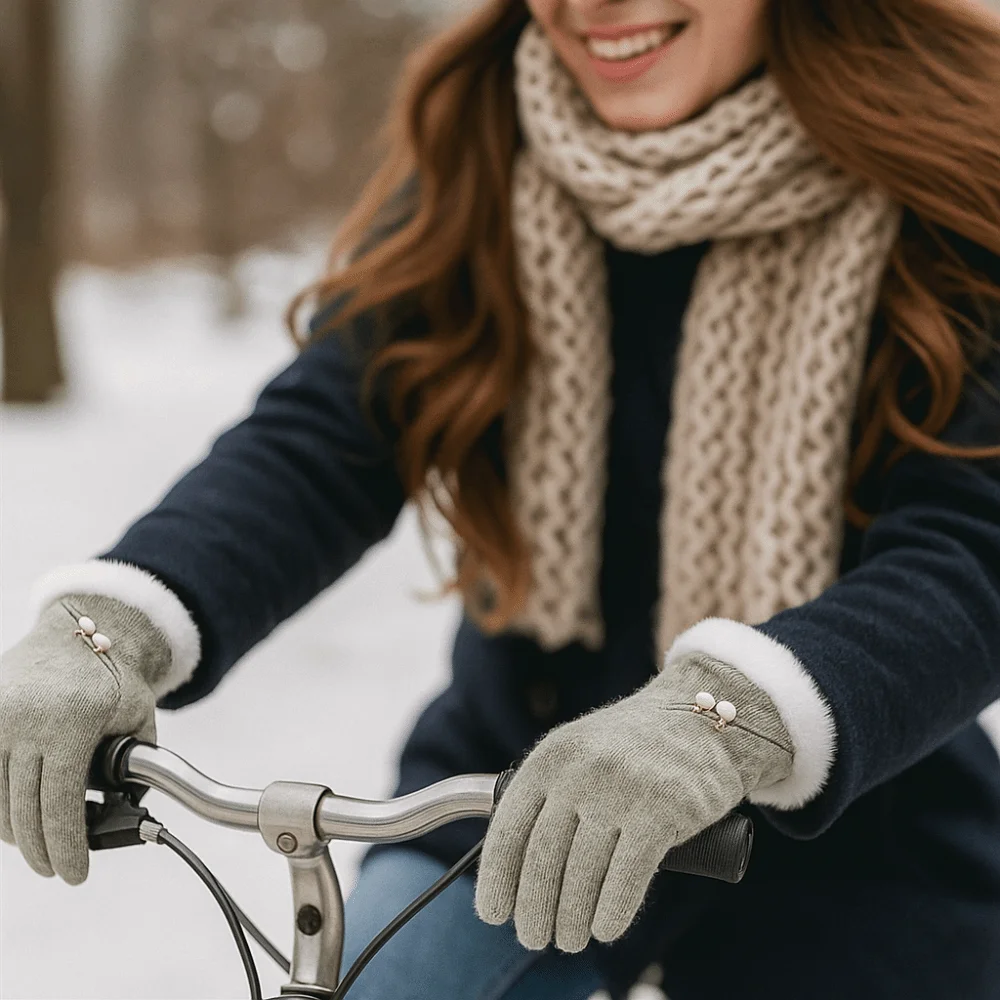 

New Cold Proof Warm Gloves Windproof Touch Screen Cycling Gloves with Warm Lining Mittens Women