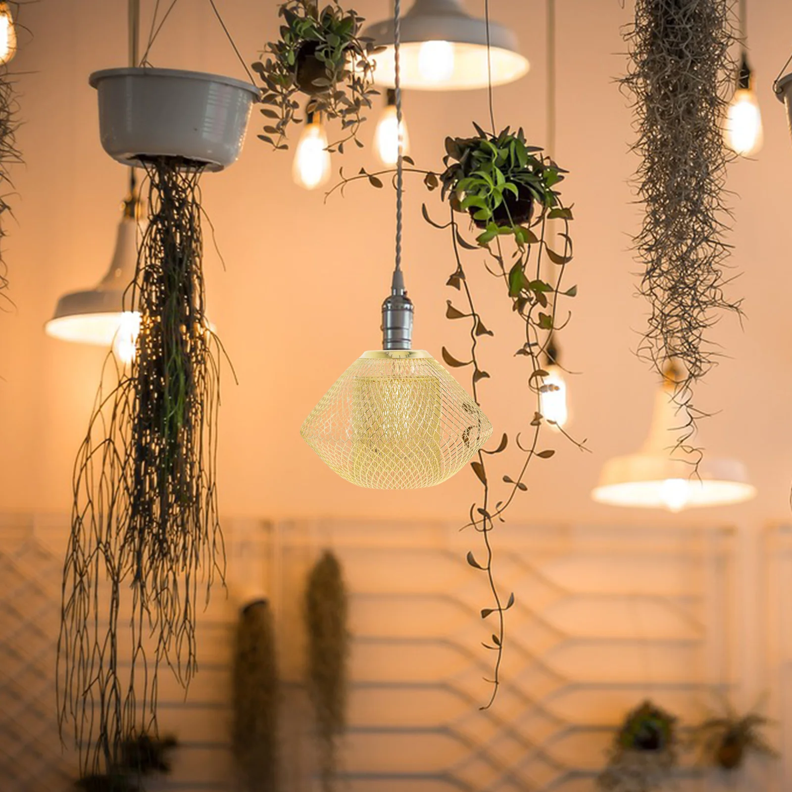 

Double Layer Hollow Out Iron Wire Lampshade Retro Pendant Lampshade Replacement Decorative Metal Light Cover Metal Lamp Cover