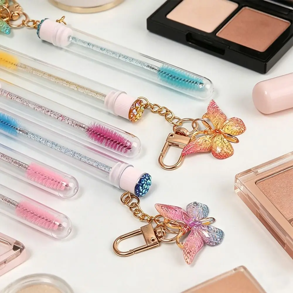 Gradient Color Eyelash Brush Butterfly Pendant Portable Mascara Wand Crystal Handle Precision Bristles Mascara Wands