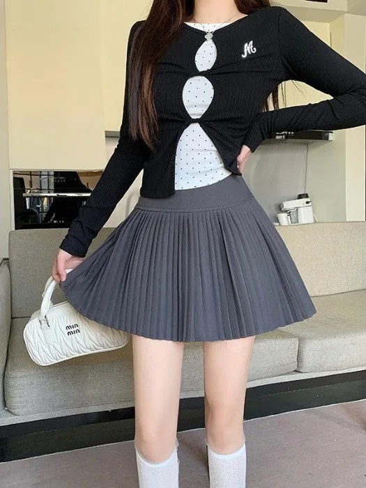 

plus Size Women's High Waist Pleated Skirt Spring Summer Slimming A-Line Skirt Korean Sle Commute Bright Tead