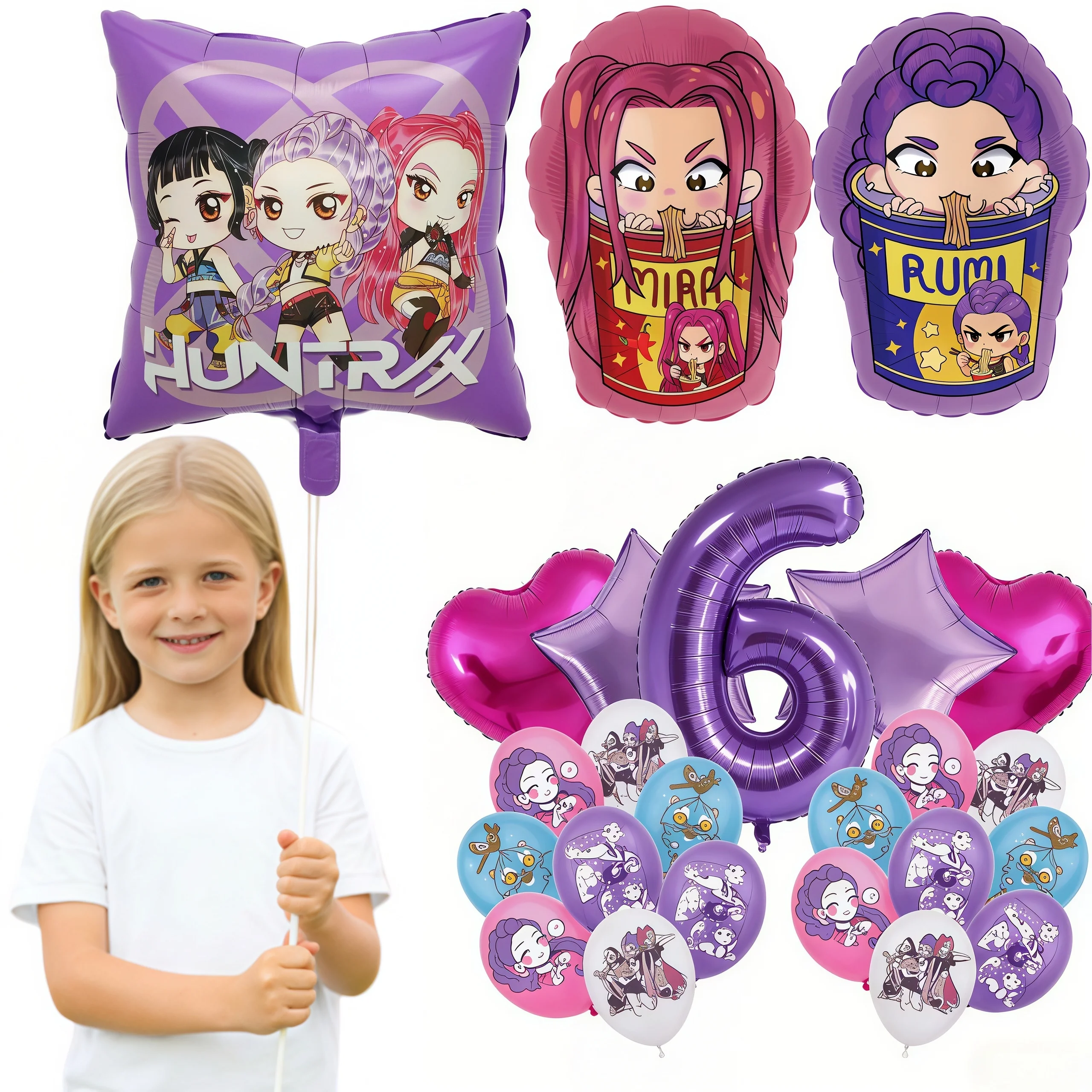 New kpop warrior balloons Arch Balloon Set Cartoon Anime Number Ballons Globos Kids Party Supplies Gift baby shower Favor Decor