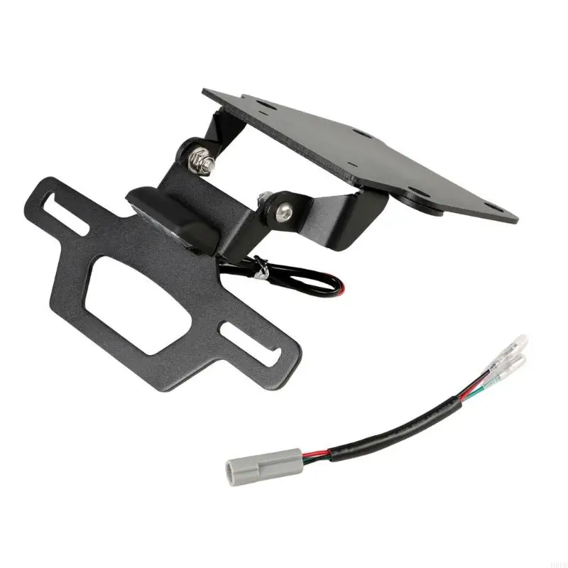 White LED Motorcycle Plate Mount for XTZ07/XTZ700 Tenere 2019-2025, Aluminum Tail Tidy with Hinged Bracket and Two Wire H9EE