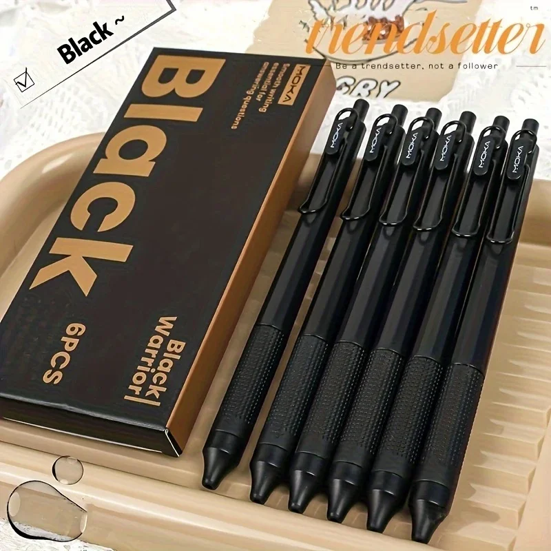 6-Pack Retractable 0.5mm Fine Point Gel Pens, No Smear Black Ink, Smooth Writing, Non-Bleed Fine Gel Pens for Journaling & Note