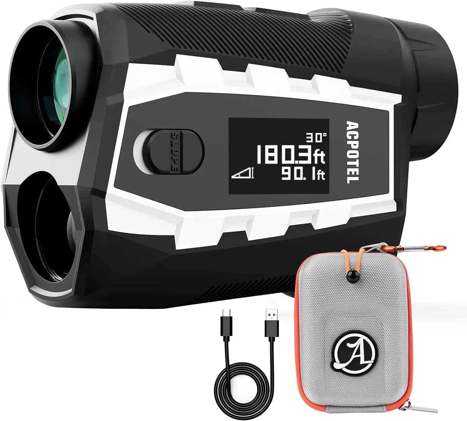 Golf Rangefinder LCD Display with Slope Golf Rangefinder Range Finder Golf Flagpole Lock Vibration | Rechargable Disc Go