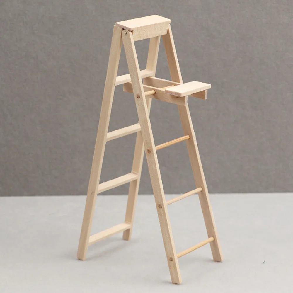 Modelo en miniatura, escalera de madera para casa de muñecas, casa de muñecas roja y blanca, Mini escalera, bonita casa de muñecas, estatuilla creativa DIY, juguetes para escaleras