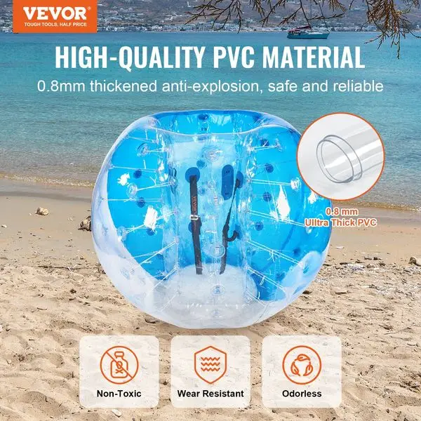 VEVOR Bola de parachoques inflable, 1 paquete, bolas de Sumo Zorb de cuerpo de 5 pies/1,5 M para adolescentes y adultos, burbuja de hámster humano de PVC de 0,8mm de espesor