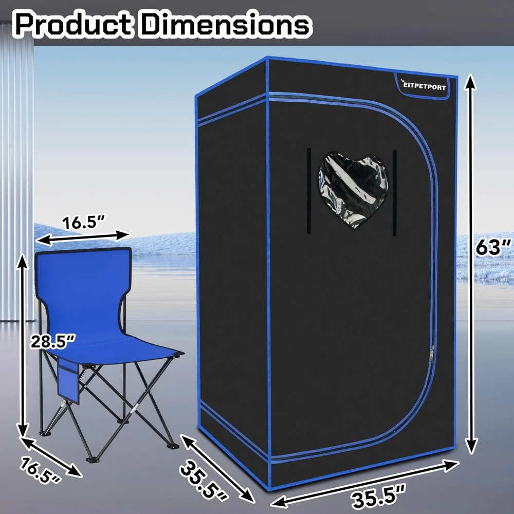 Steam Sauna, Portable Sauna Tent, Home Sauna Full-Size,2.6L1000W Power Steam Pot, Foldable Chair, and Remote Control Relaxation