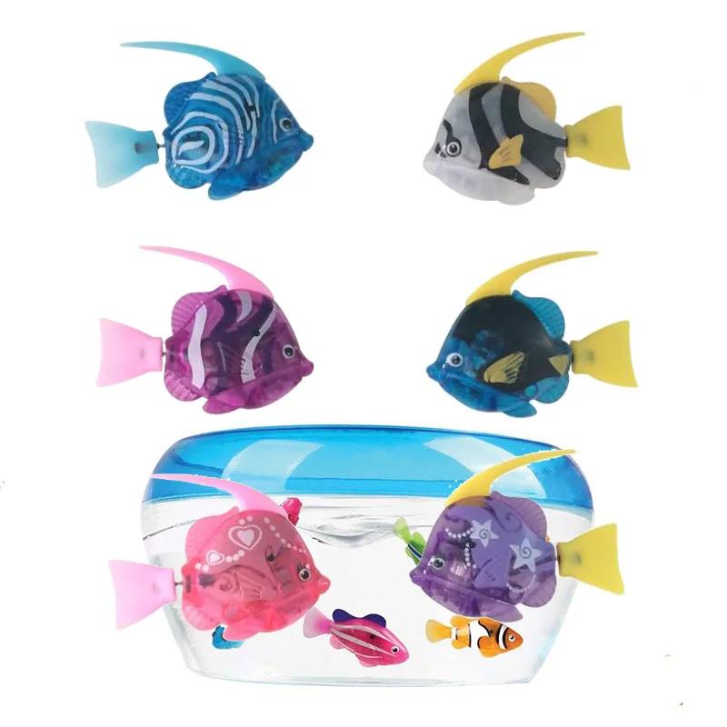 Juguetes electrónicos de baño de peces para niños, bañera con batería, decoración de tanque de pesca, natación Flash