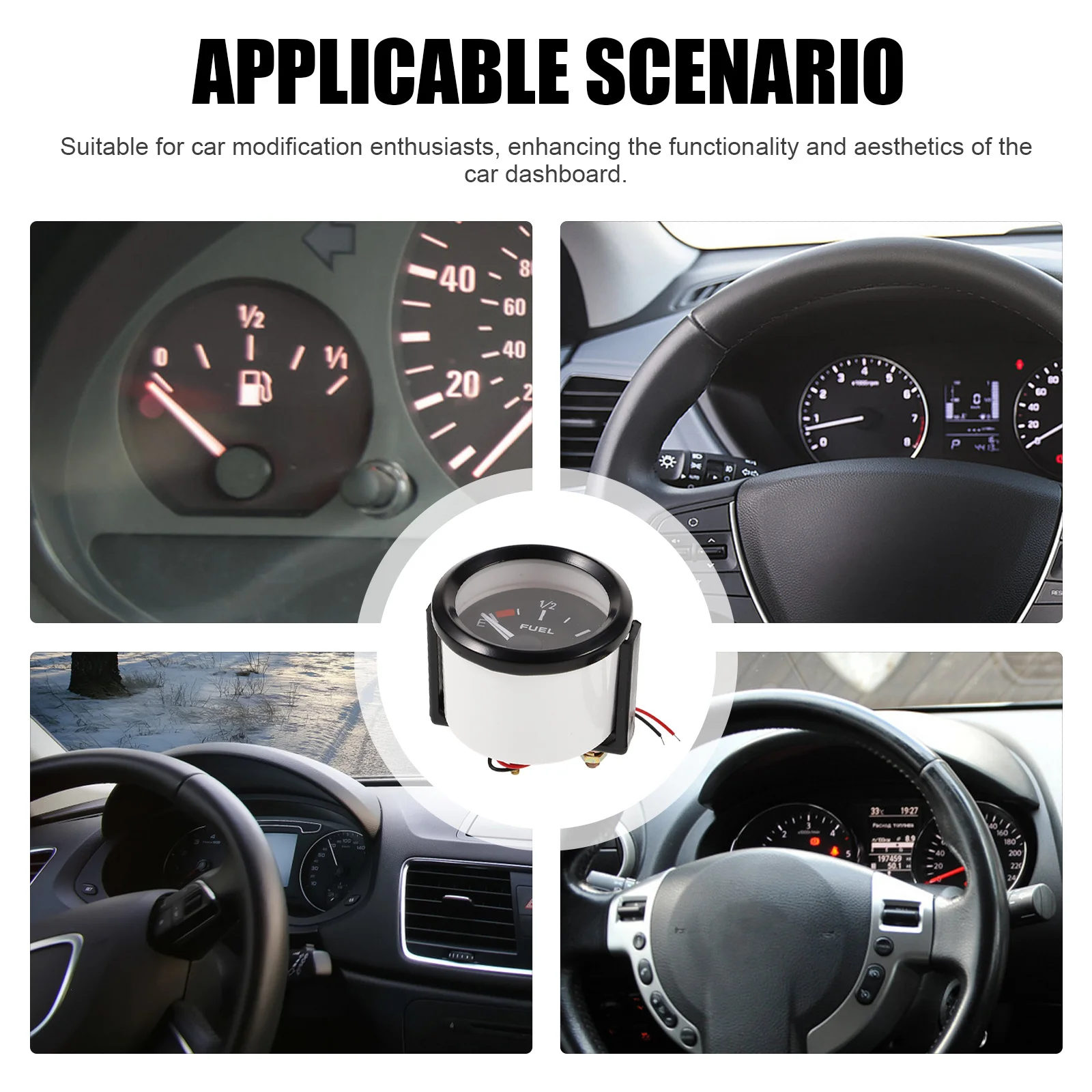 

Car Fuel Gauge Sturdy Material Easy Install 12V Auto Fuel Level Monitor Engineering Vehicle Retrofit Gauges for Car