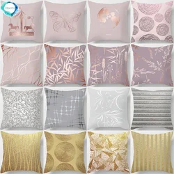Funda de cojín con elementos dorados, Para el hogar y abstracta decoración geométrica, Cojines Decorativos de diseñador Para sofá