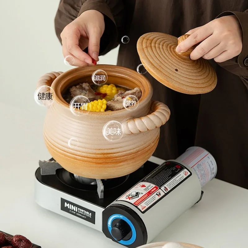 

Small clay pot for cooking Slow cooker casserole dish 2L ceramic cookware pots and pans High temperature crock pots for cooking