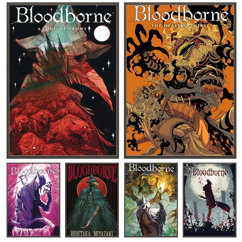 comic Bloodborne A Song of Crows Poster Poster HD Waterproof Self Adhesive Wall Art Print Decor for Bedroom Living Room Gift