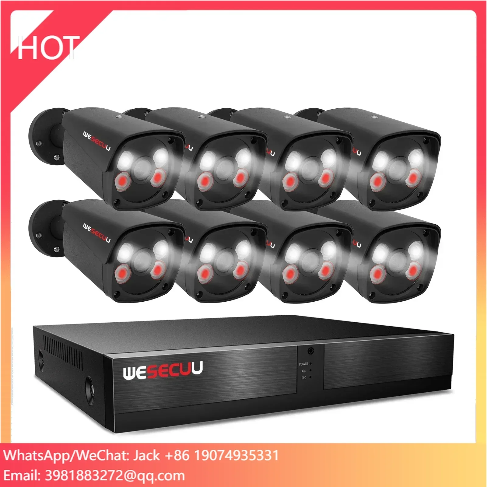 

WESECUU 8CH 4MP 5MP 4K 8MP POE IP Camera CCTV Kits Built in Audio IP66 Waterproof Bullet Cameras Cctv System Camera