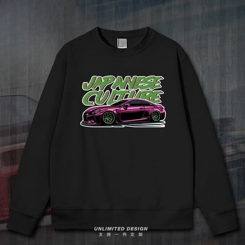 

Japanese Culture RCF Sports Car JDM Hooded Sweater Men's and Women's Autumn and Winter Casual Long-sleeved Crew Neck Sweater