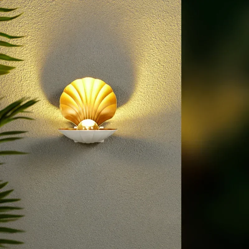 Modern Simplicity Shell Wall Lamps Nordic Entrance Outdoor Lighting Bedroom Bedside Bathroom Wall Light Pastoral Leisure Feeling