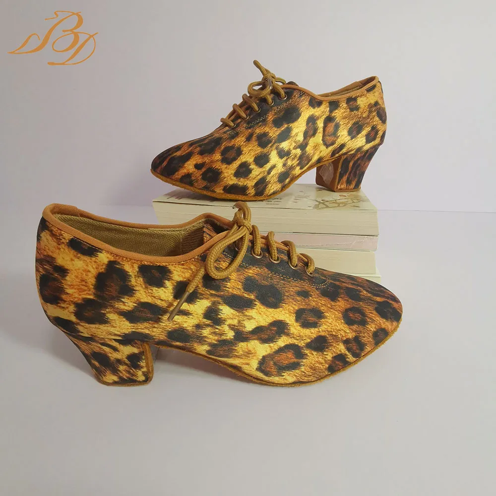 BD Dance Casual Latin Dance Schuh Frau Nachahmung frauen jazz Sport Turnschuhe Mädchen Kinder Fitness Schuhe Gelb Leopard Print T1-B