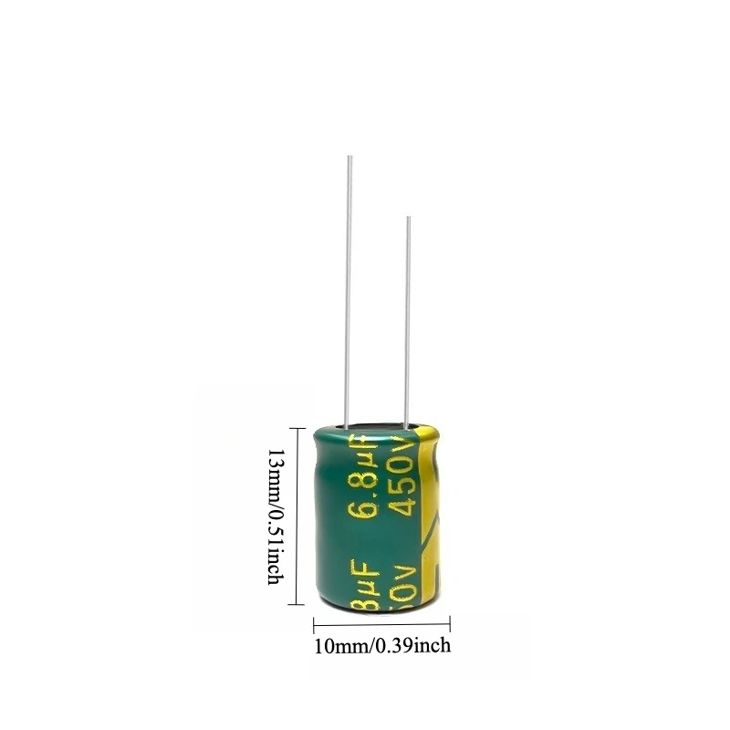 145pcs 450V 6.8uF Electrolytic Capacitor High Frequency Low ESR Long Life Green Gold 10x13mm for Power Supply