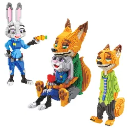 Disney Building Blocks Zootopia Judith Nick Fox Rabbit Couple Gift Micro Particle Building Blocks Puzzle Toy Action Figure Gifts