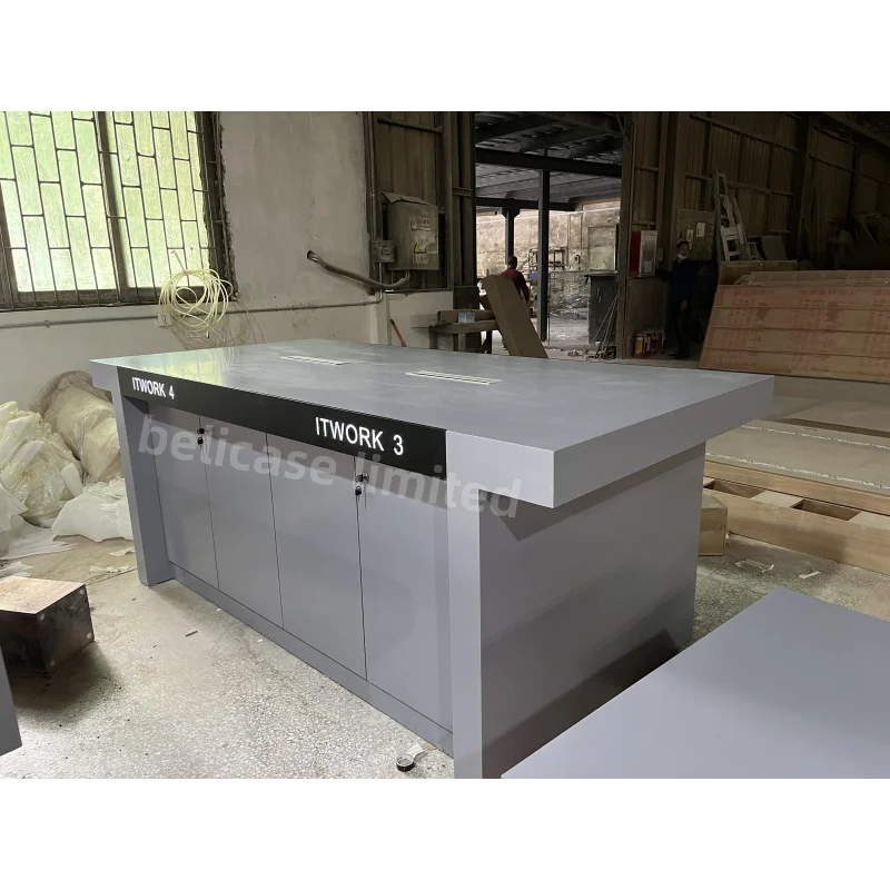 2025customized. modern computer shop interior design pc store fixtures retail laptop display showcase computer display table