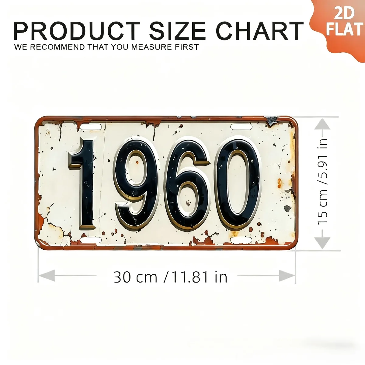 1950-1980 Aluminum License Plate Tag, Polished Metal Front Car Plate, Fade-Resistant & Easy Install Fit for Carsfor Bar,2D Flat