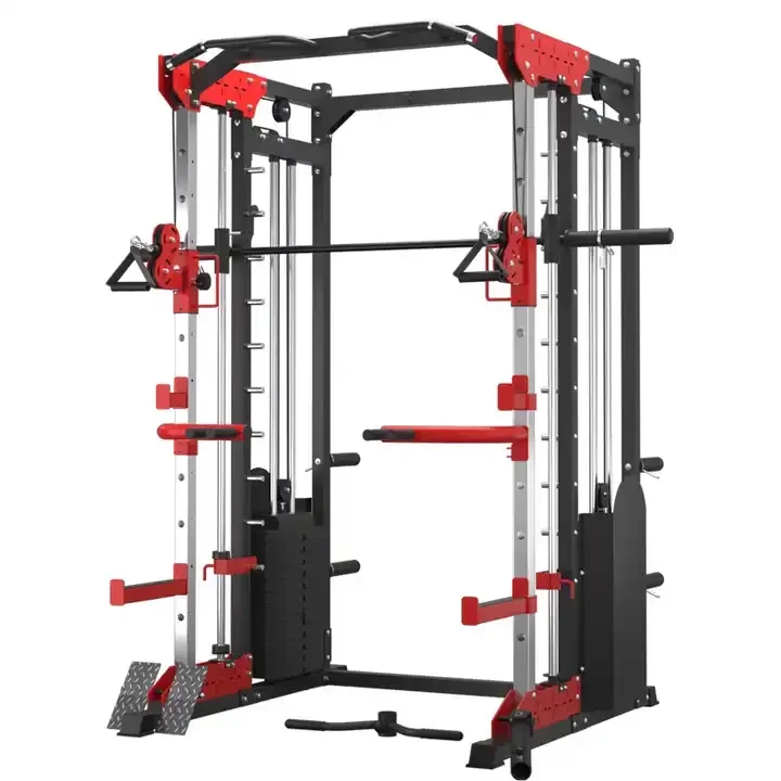 Multifunctional integrated home gym smith machine gym lat Pull down Low Row fitness equipment squat rack with cables machine