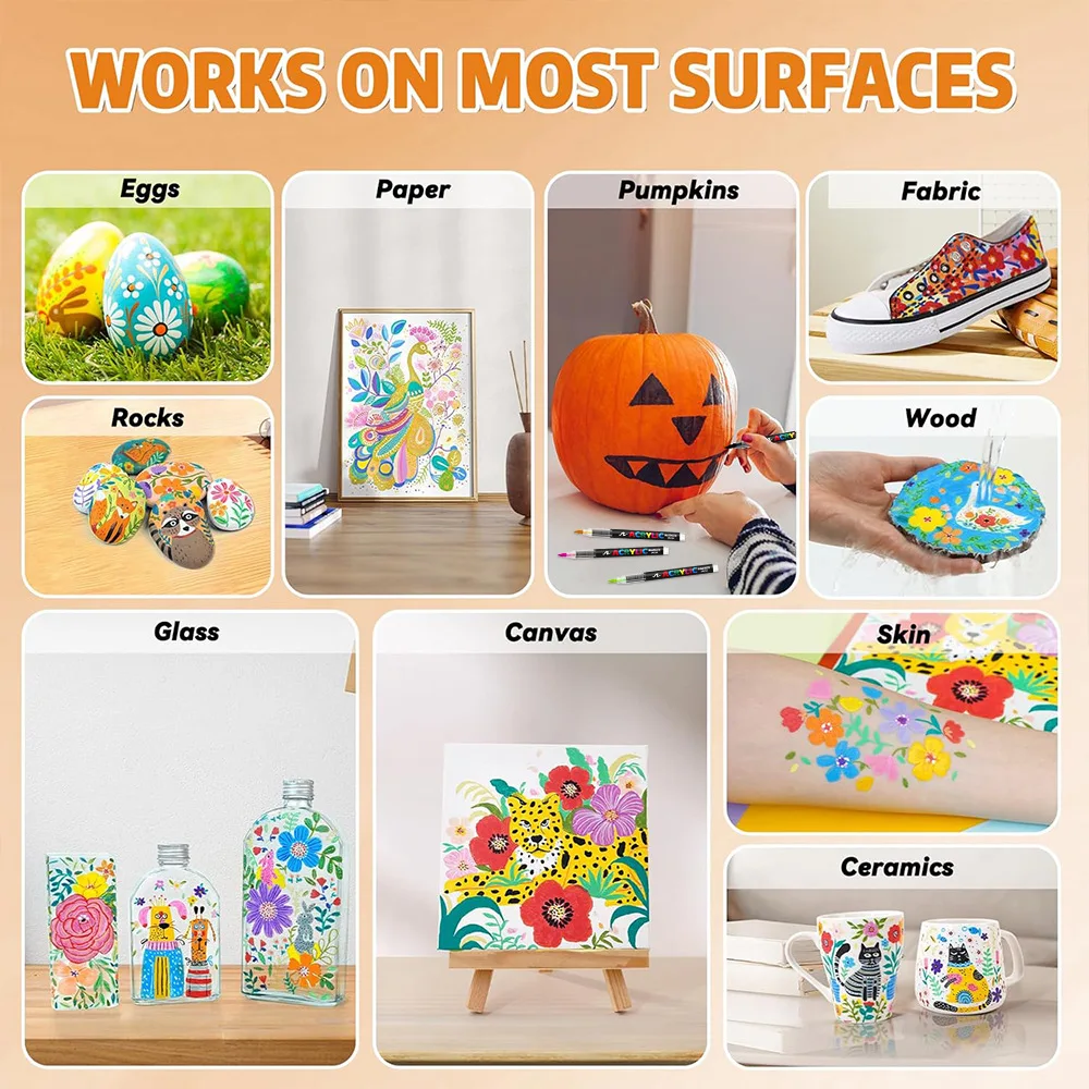 12/24/48/60 ألوان الاكريليك قلم تحديد فرشاة الطلاء القلم اللوحة تلوين القلم DIY الكتابة على الجدران الفن صنع المدرسة والمكتب المورد