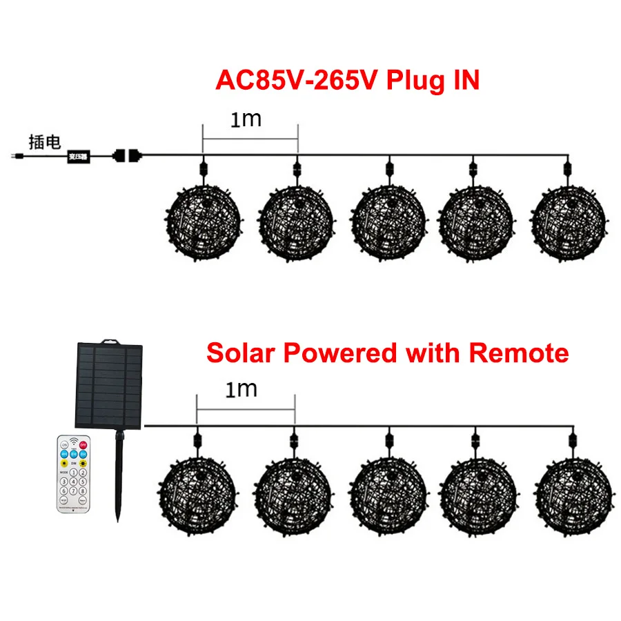 Imagem -06 - Solar Lantern Ball String Lights Guirlanda de Globo Impermeável Fairy Light para Festa do Pátio Decoração do Casamento Natal em 1