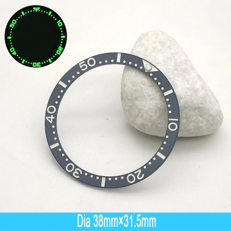 38mm*31.5mm Flat Watch Ceramic Bezel Insert For Seiko SKX007/SKX009/SKX011/SRPD Watch Case NH35 NH36 Men Case Luminous Ring