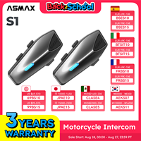 ASMAX S1 Helmet Bluetooth Headset Voice Control Motorcycle Communication Systems 8 Riders Helmet Intercom with FM Radio ENC/IPX7