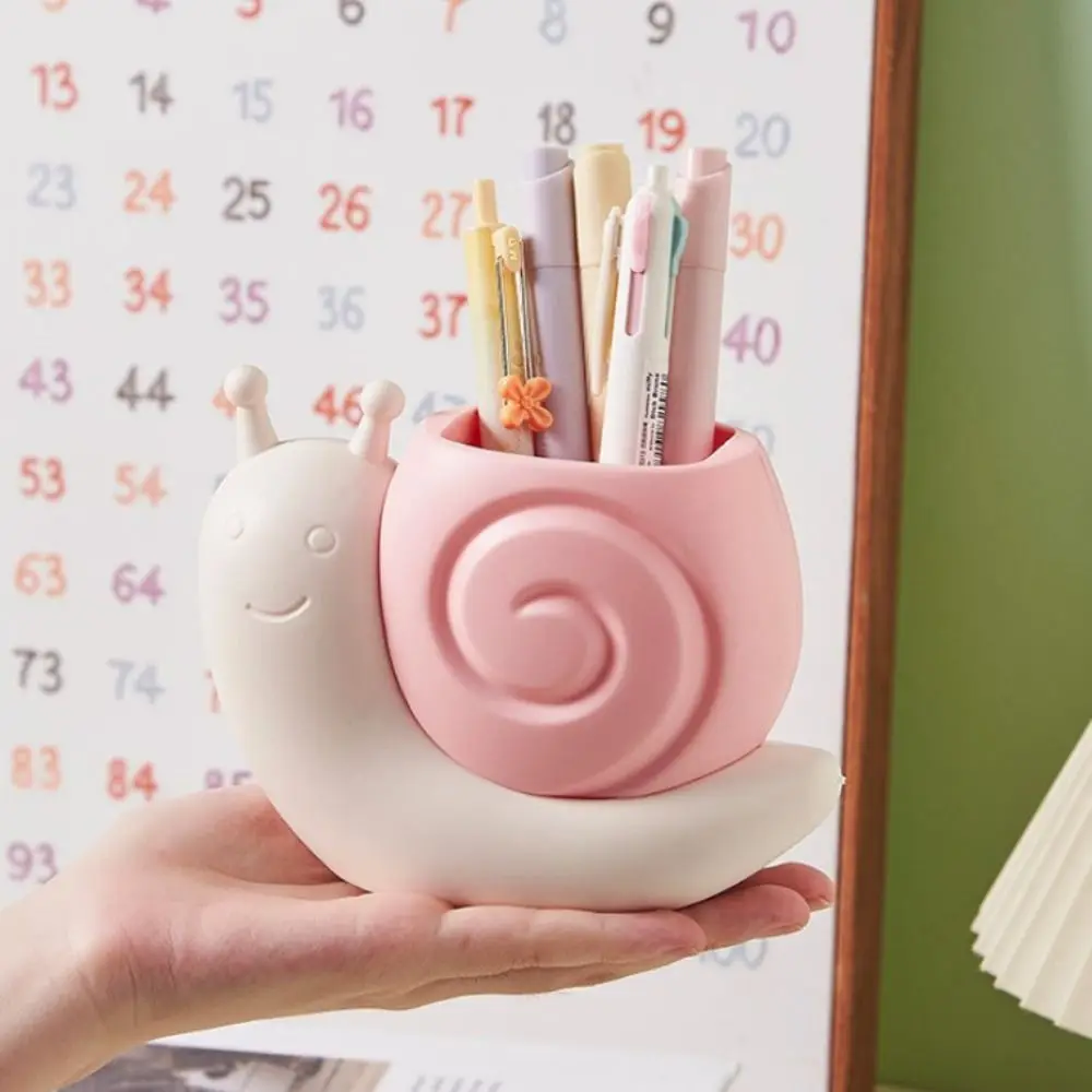 Interesting Snail Pen Holder Plastic Student Pencil Storage Box Makeup Brush Tabletop Storage Stationery Organizer Desktop Decor