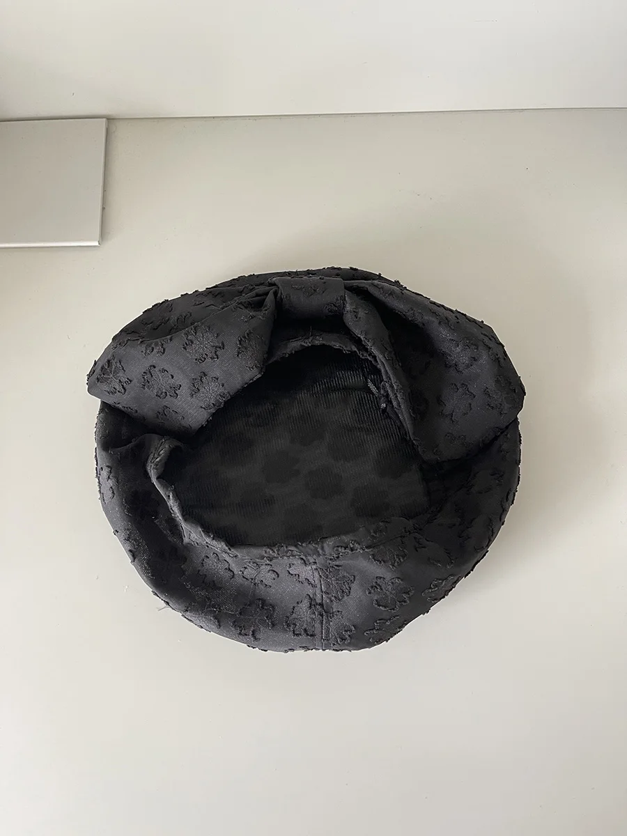 

Faionable Retro Lace Knot Beret Hat Small Painter Cap Bloggers Sle Face Slimming Trendy Spring Autumn ex