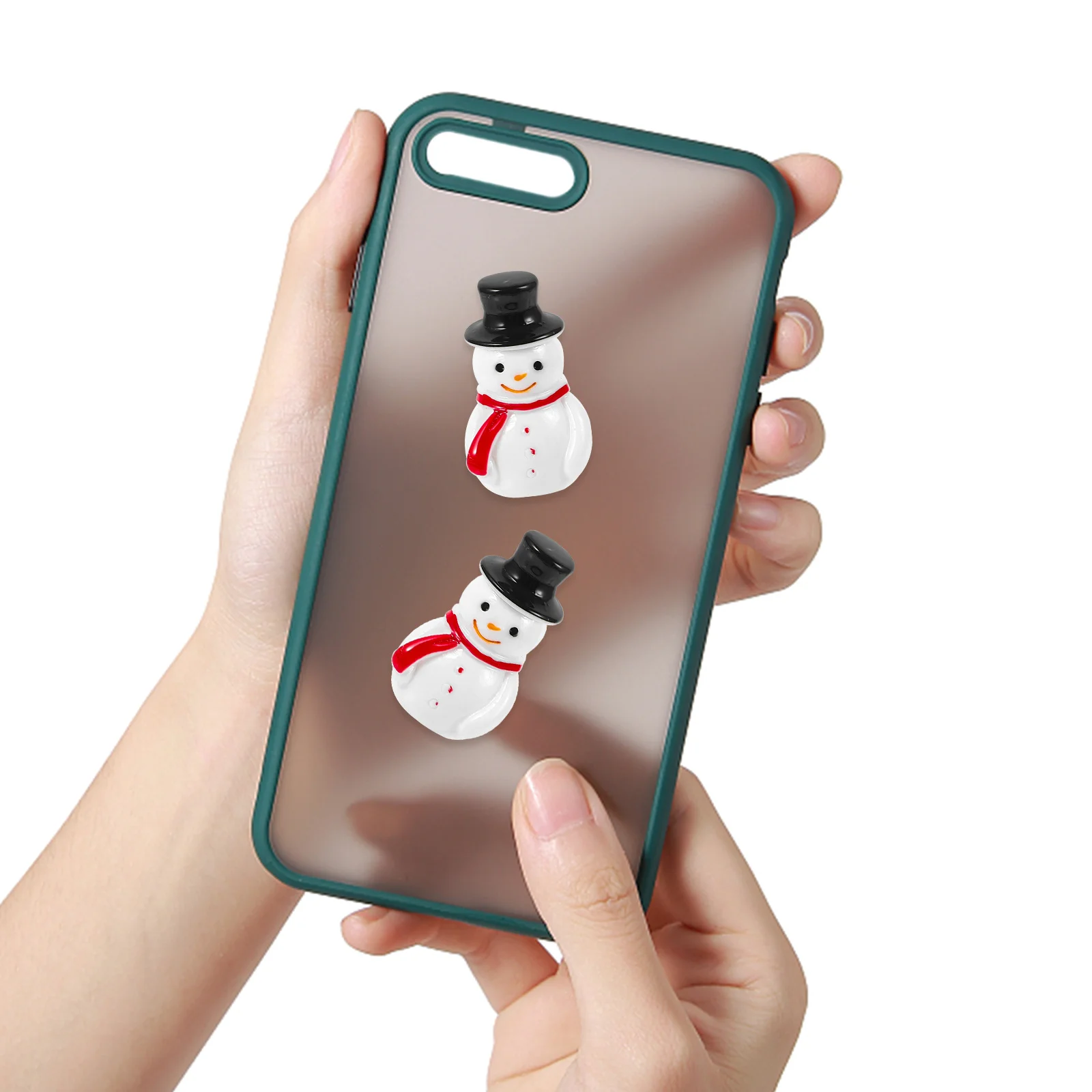 

20Pcs Mini Snowman Resin Ornaments Not Easy Broken DIY Craft Phone Case Decor Christmas Mini Snowman Micro Landscape Decor