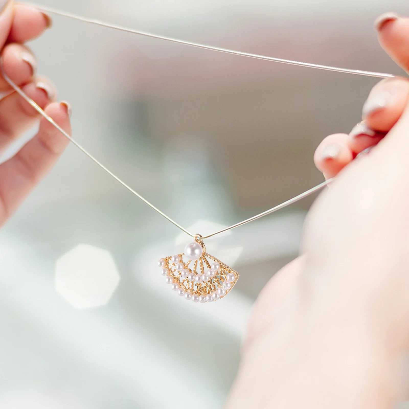 

10pcs Pearl Accessories Fan Charms Jewelry Making DIY Supply Pendants Necklace naments Premium Material Durable Safe Decor