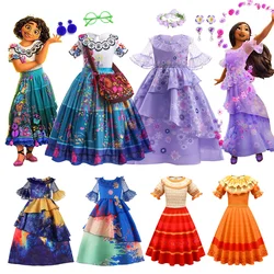 Disney Mirabel Isabela Costume  for Girls Princess Dress Suit Cosplay Encanto  Carnival Birthday Party Wreath Clothes Bag Charm