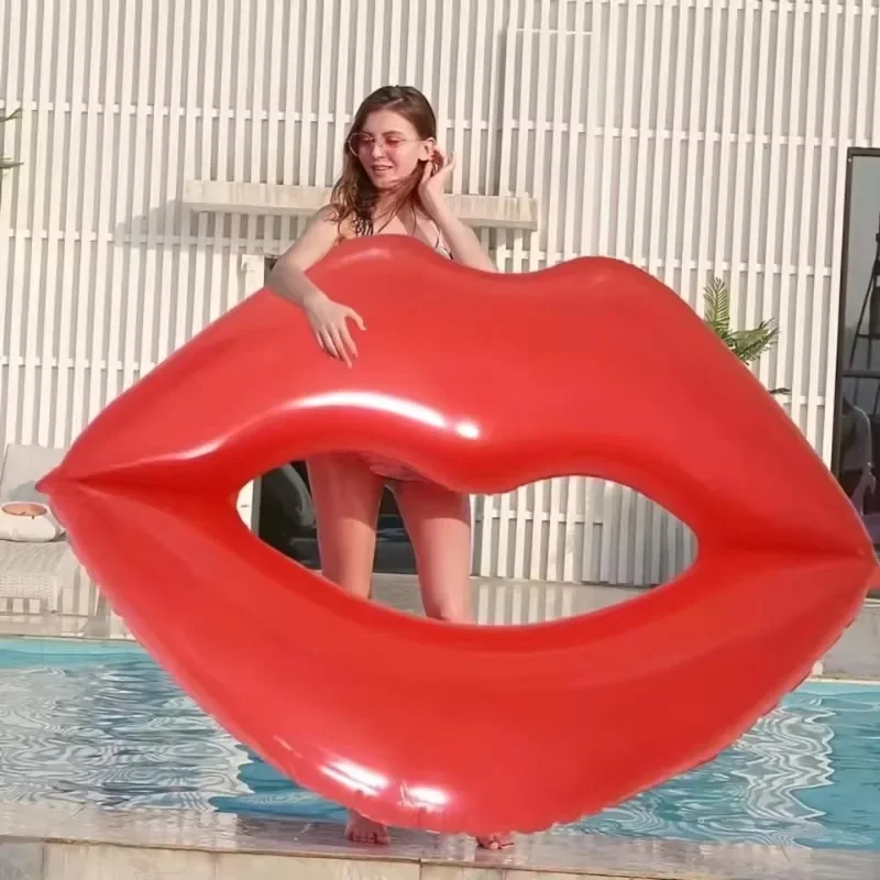 Outdoor Water Sports InflatableToy Summer Pool Beach Red Lips Shape Swimming Lounge Chair Water Playing Inflatable Floating Toys