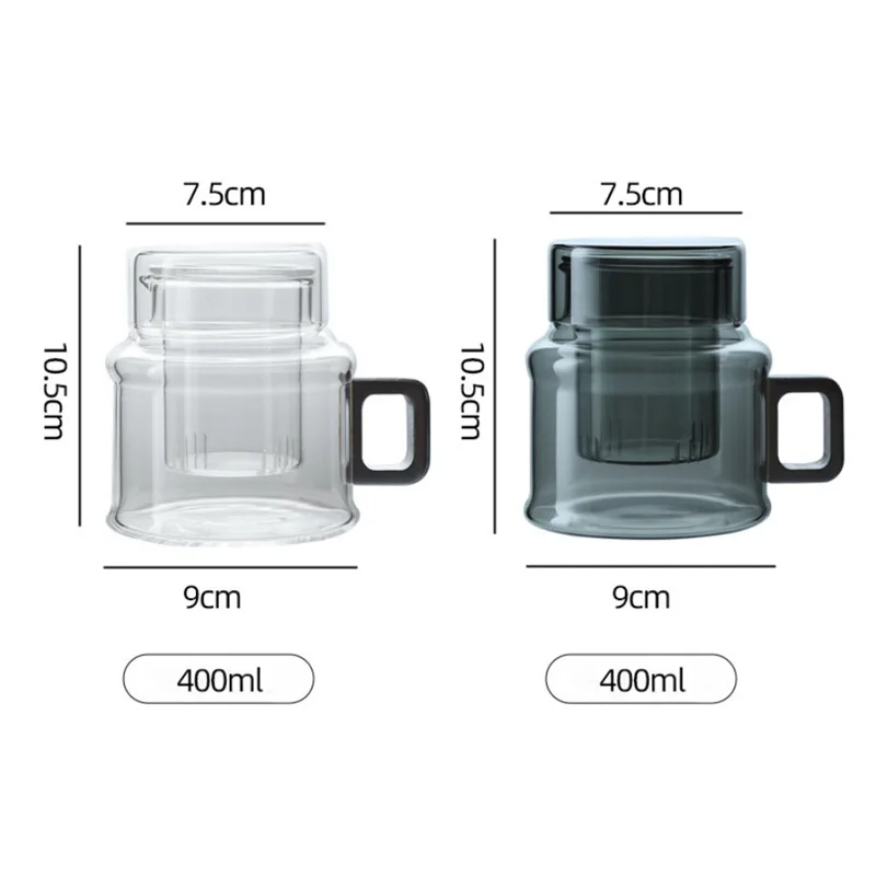 400ml Wooden Handle Glass Tea Mug with Strainer Heatproof Borosilicate Glass Teacup with Lid One Cup Tea Maker for Blooming Tea
