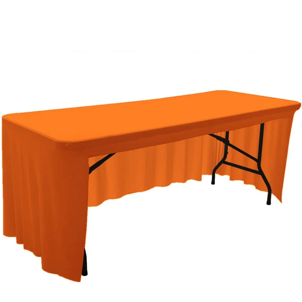Practical Solid Color Spandex Stretch Tablecloth Elastic Rectangular Table Skirt Soft Dustproof Exhibition Table Decor Party