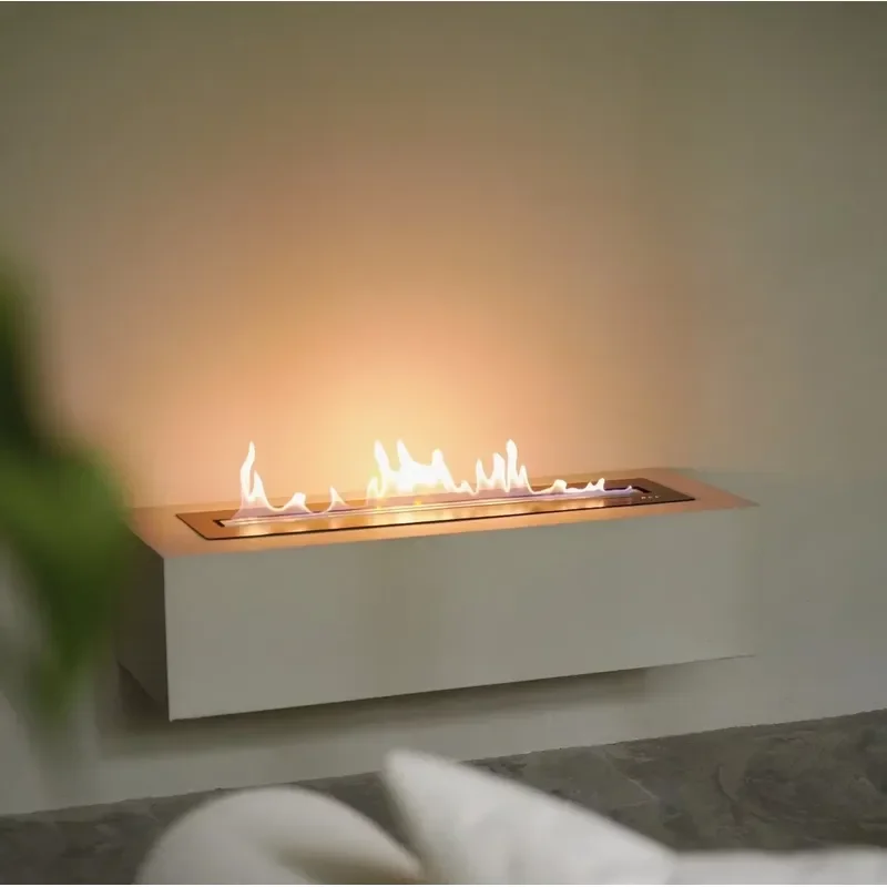 120cm Bio Ethanol Fireplace Remote Wifi Wall Mounted Ventless Indoor Heating Modern Decor Living Room Home Apartment