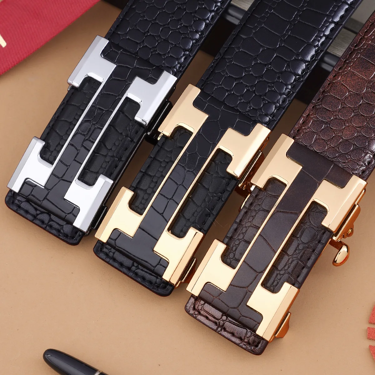 2025 New Wide 34mm Male belt Famous Style Metal Buckle Brand Men Belt Genuine Leather business Luxury Belts for Men Strap jeans