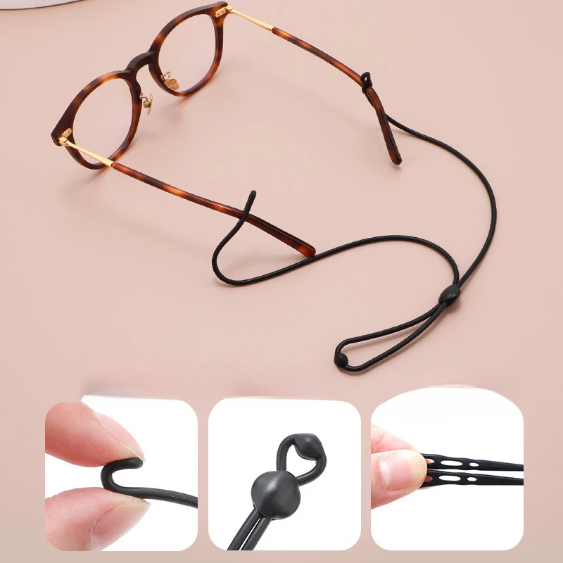 2PCS 52cm Adjustable Elastic Silicone Eyeglasses Straps Sunglasses Chain Sports Anti-Slip String Glasses Ropes Band Cord Holder