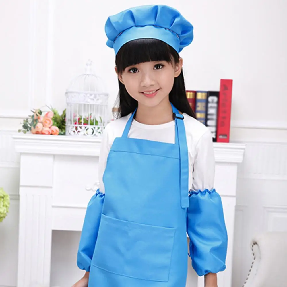 Apron Children Kid Cooking Baking Painting Cooking Art Craft Plain Pocket Bib