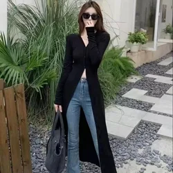 Vintage Lazy V-neck Sun Protection Coat 2024 Summer New Slim Fit Thin Tops Women Y2k Grunge Long Sleeve Cardigan Mujer