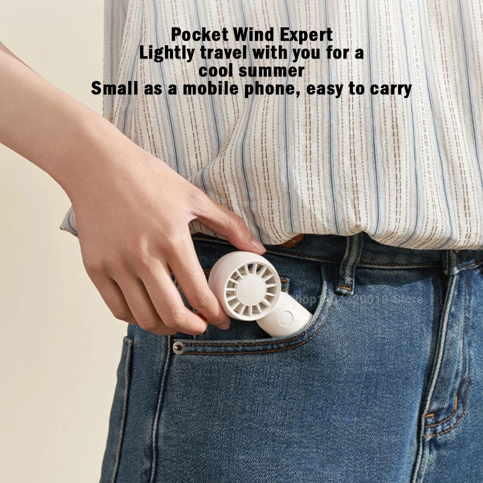 مروحة Xiaomi Mini المحمولة، مروحة جيب صغيرة محمولة، مروحة تبريد خفيفة الوزن تعمل للمكتب والسفر والتخييم وقابلة لإعادة الشحن