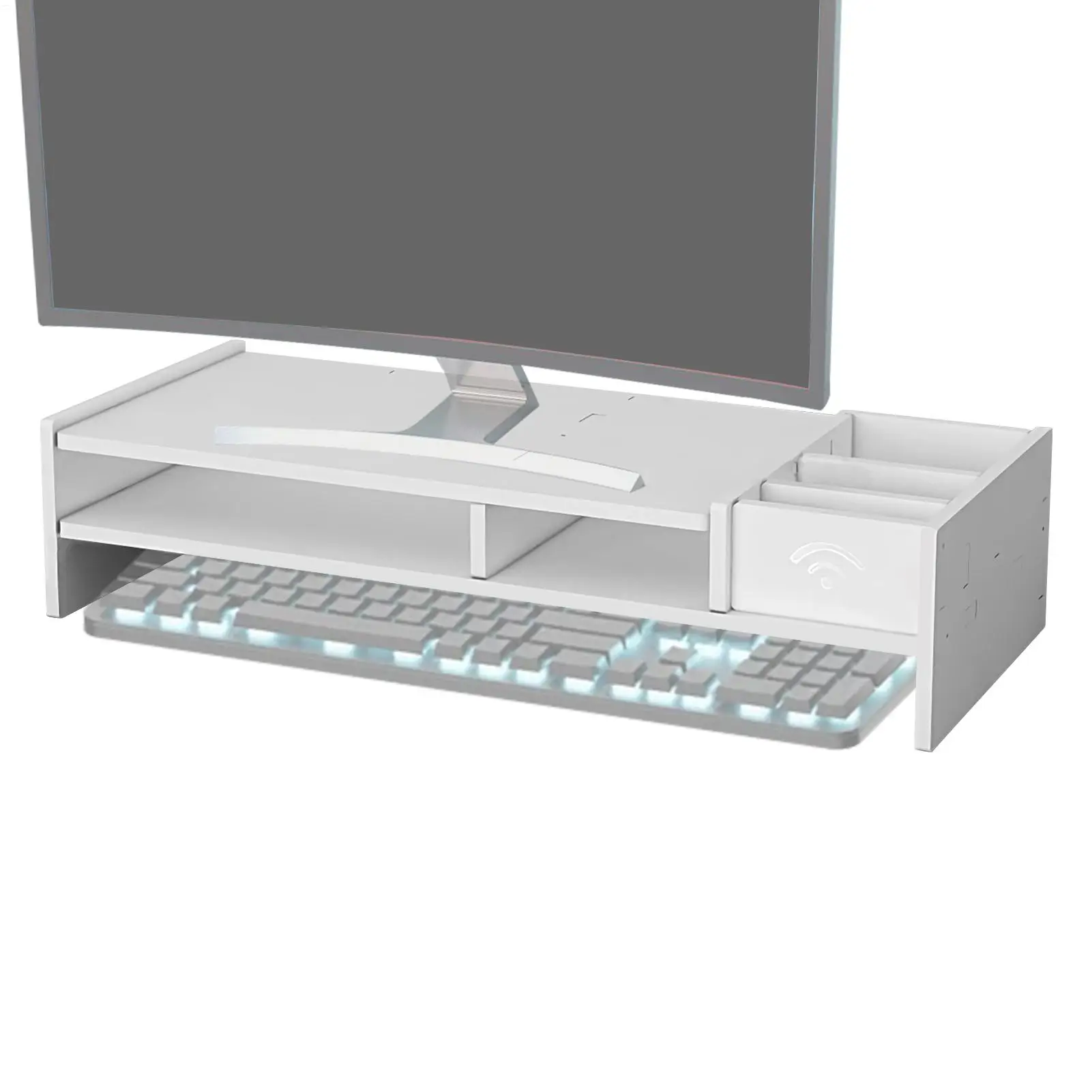 Soporte elevador de escritorio para Monitor de escritorio de 3 niveles, suministros de oficina, estante para ordenador, soporte para Monitor, soporte elevado para pantalla de PC, accesorios para ordenador